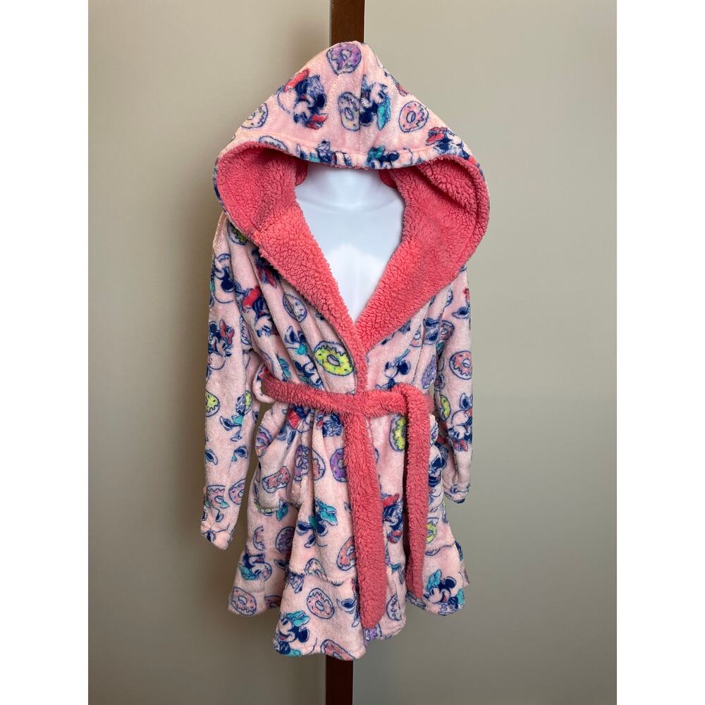 Disney Minnie Mouse Pink Fleece Hoodie Robe Girls 6